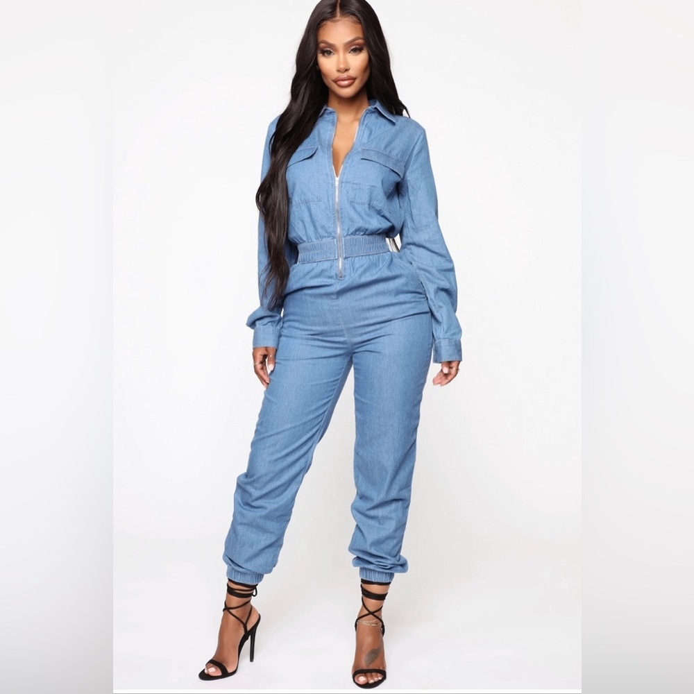 Denim jumpsuit-L